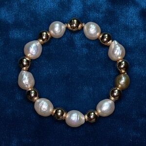 Bronzo Italia Baroque Pearl & Polished Bronze Bead Bracelet –Made in Italy